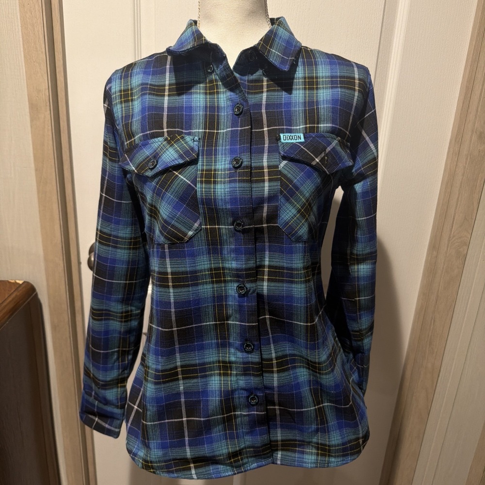 Dixxon Flannel Co. Women's Med Northern Dawn D Tech Blue Plaid Long Sleeve Shirt